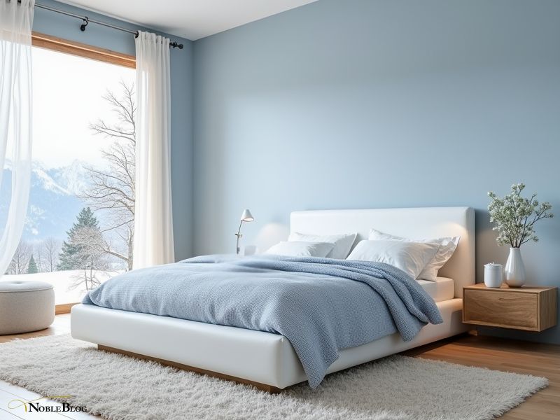 hellblaues Schlafzimmer