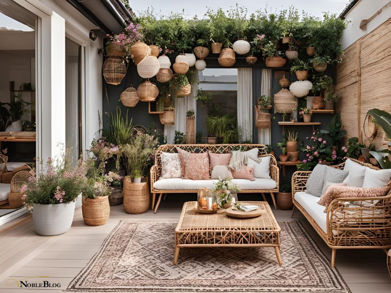 Rattan Möbel nachhaltig - Boho Terrasse mit viel Rattan