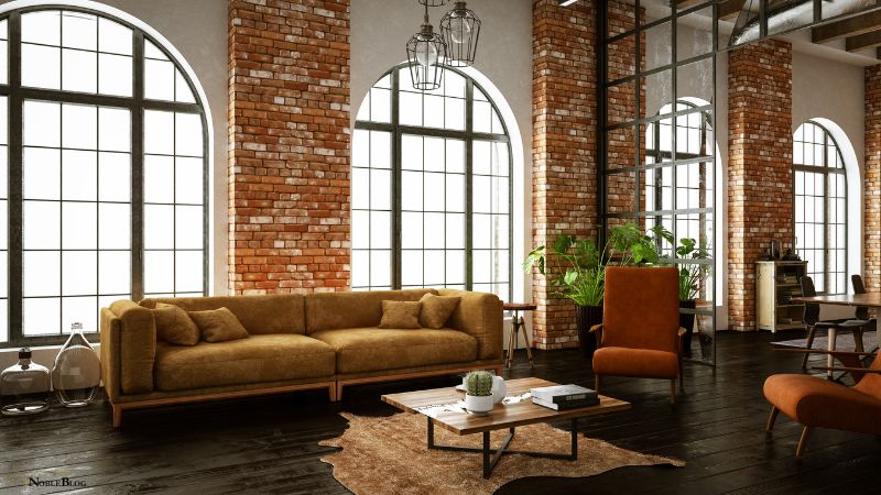 Beige Wohnküche (2) Industrial Wohnbereich mit warmen Farben