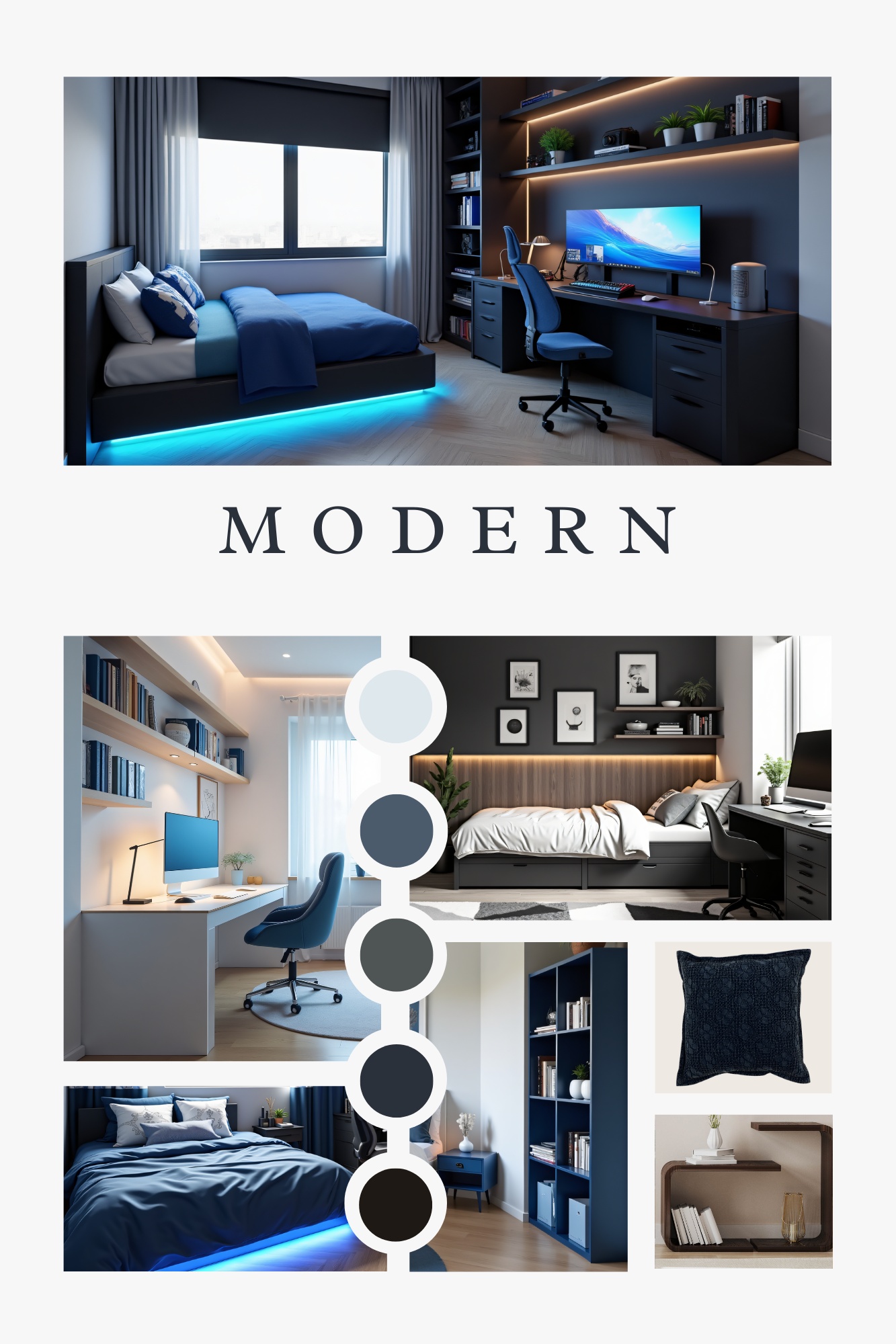 Modern Moodboard Jugendzimmer einrichten - Modern Moodboard