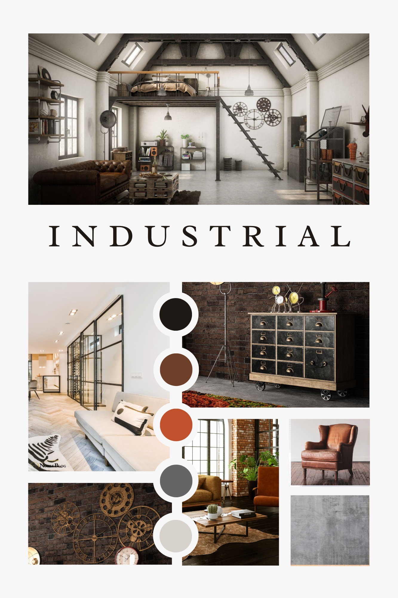 industrial Moodboard Jugendzimmer einrichten - industrial Moodboard